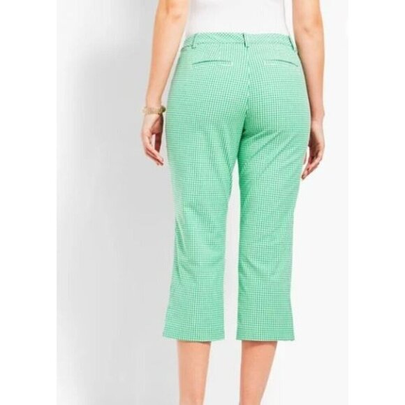 EUC Talbots‎ Green Gingham Perfect Skimmer Cropped Pants Size 8 - Picture 2 of 13